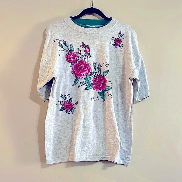 Vintage Rose and Butterfly Shirt - Picture 1 of 1